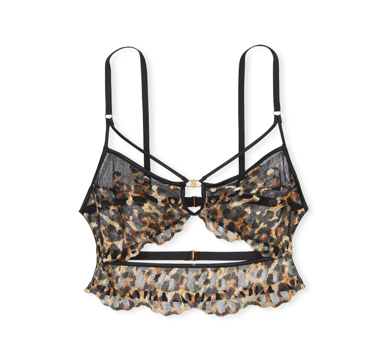 DUMMY - Top estilo corset Victoria Secret de sujetador con tirantes y bordado de leopardo M